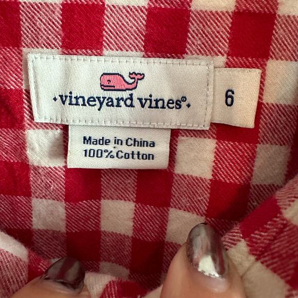 VINEYARD VINES | Red Gingham Check Flannel Button Down Shirt Preppy | Size 6 - Picture 3 of 7